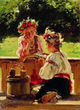 girls lightened by sun 1901 Vladimir Makovsky Russian Oil Paintings